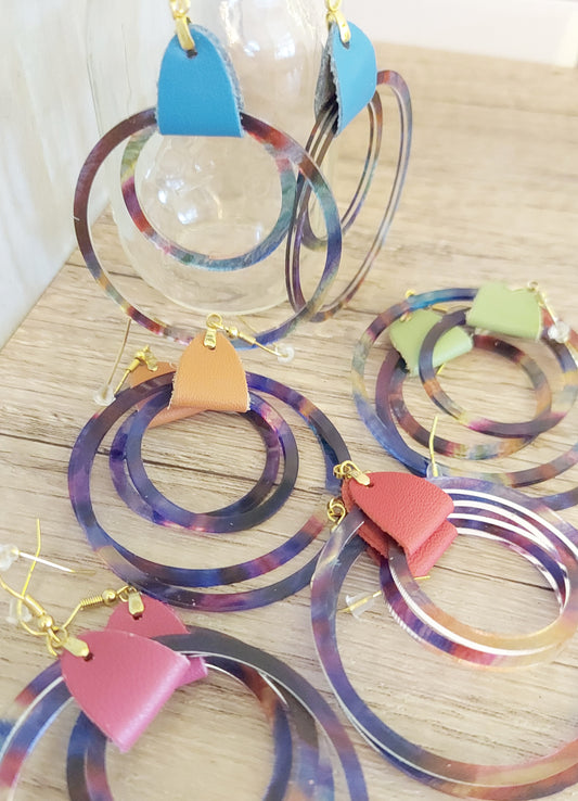 Hoop and Leather Earrings