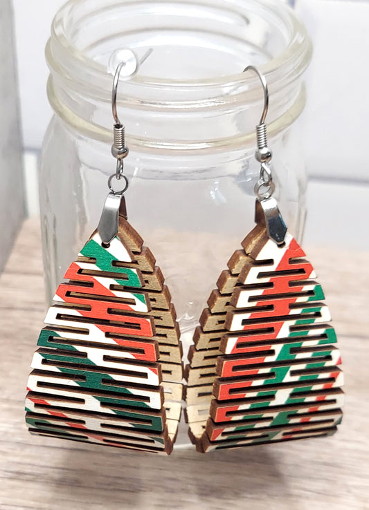 Bendable Wooden Earrings (patterned)