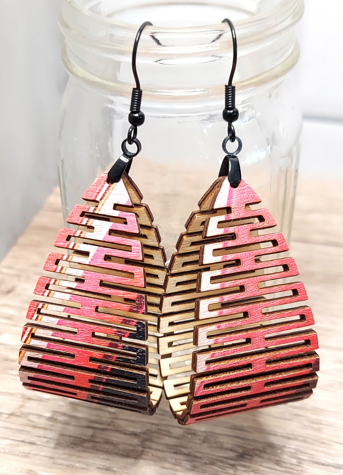 Bendable Wooden Earrings (patterned)