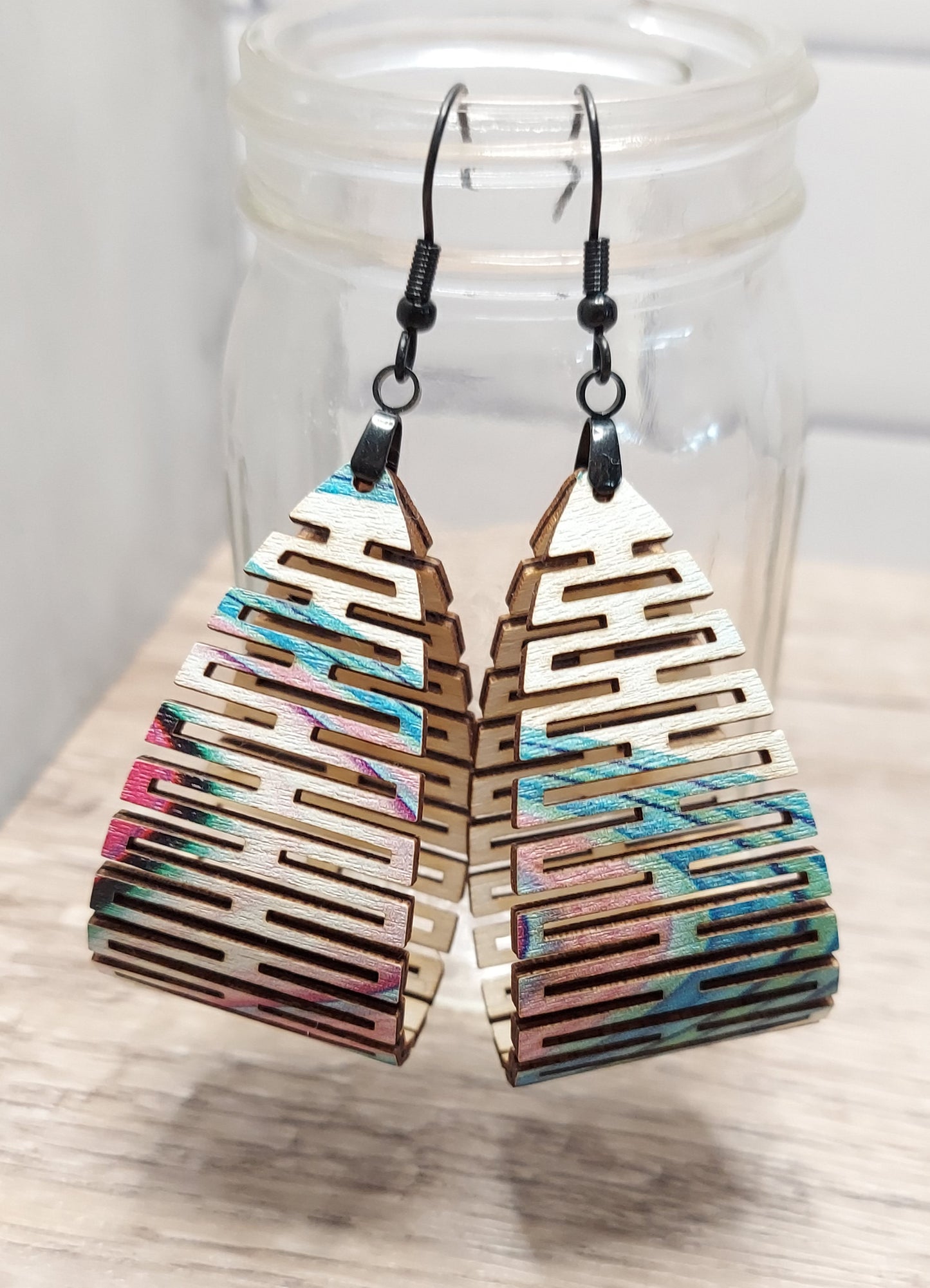 Bendable Wooden Earrings (patterned)