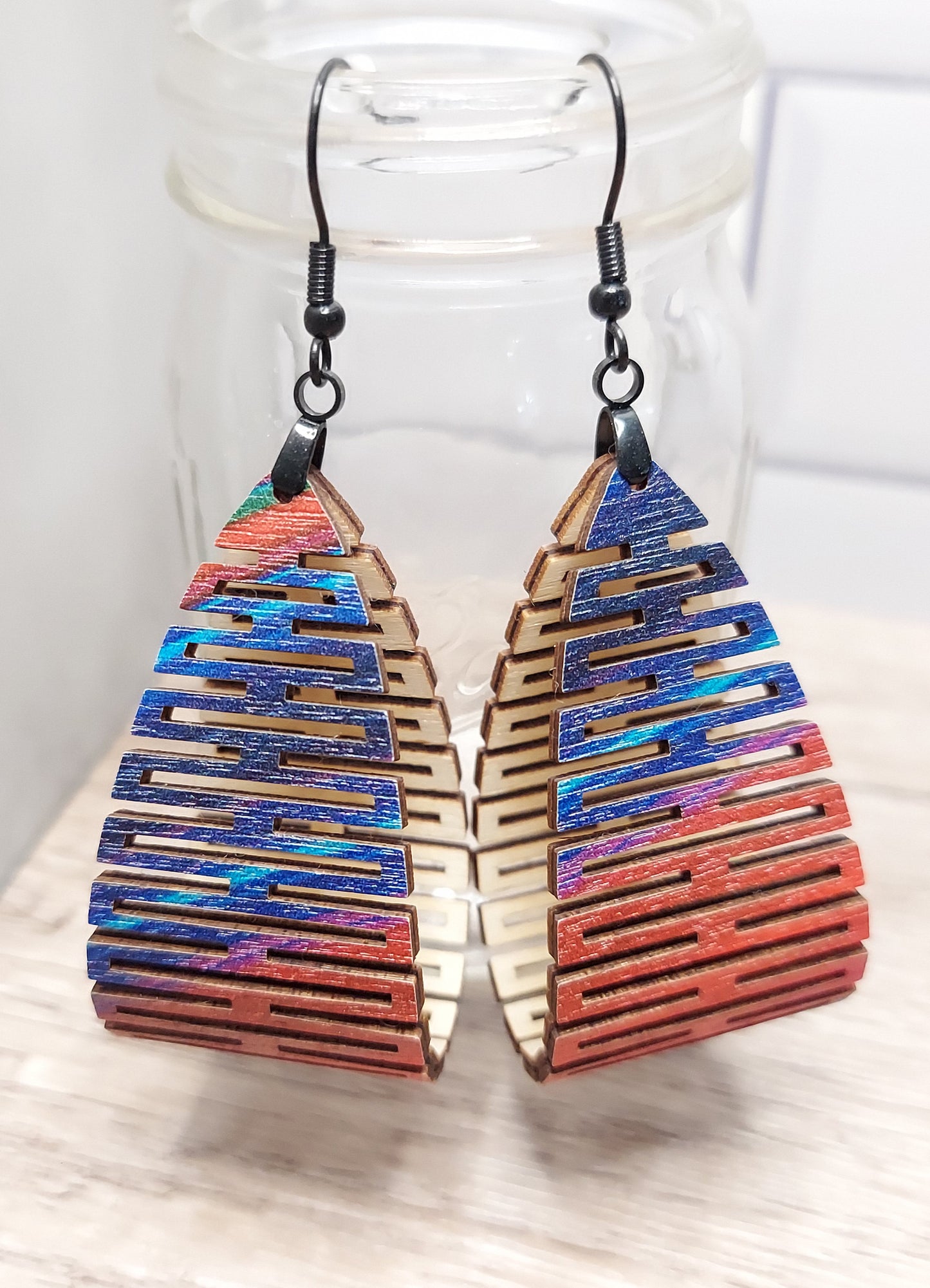 Bendable Wooden Earrings (patterned)