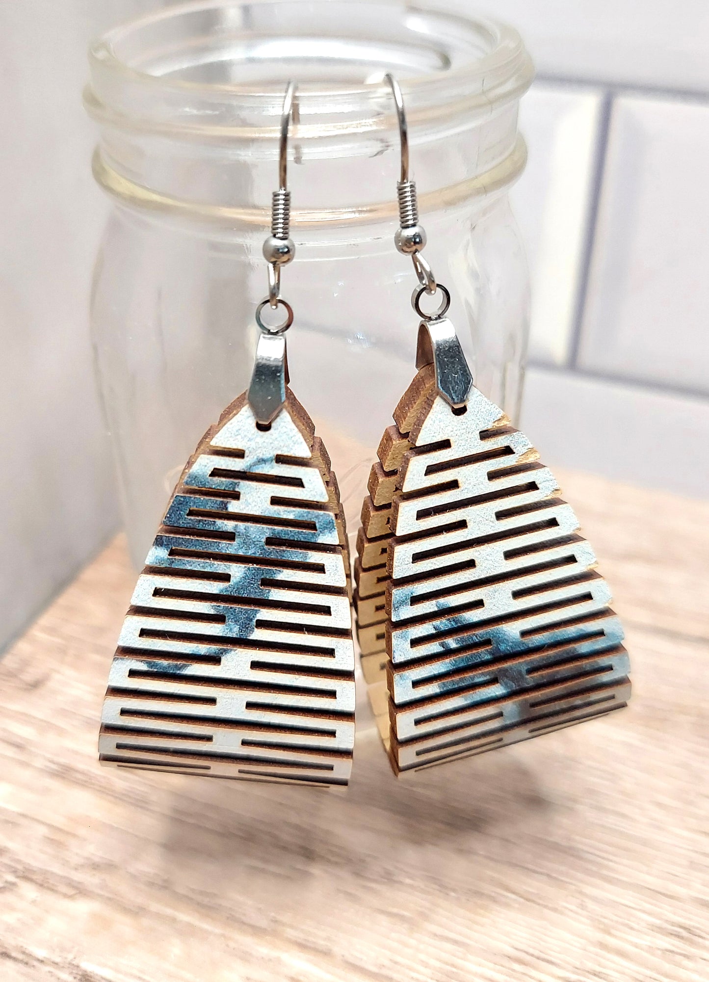 Bendable Wooden Earrings (patterned)