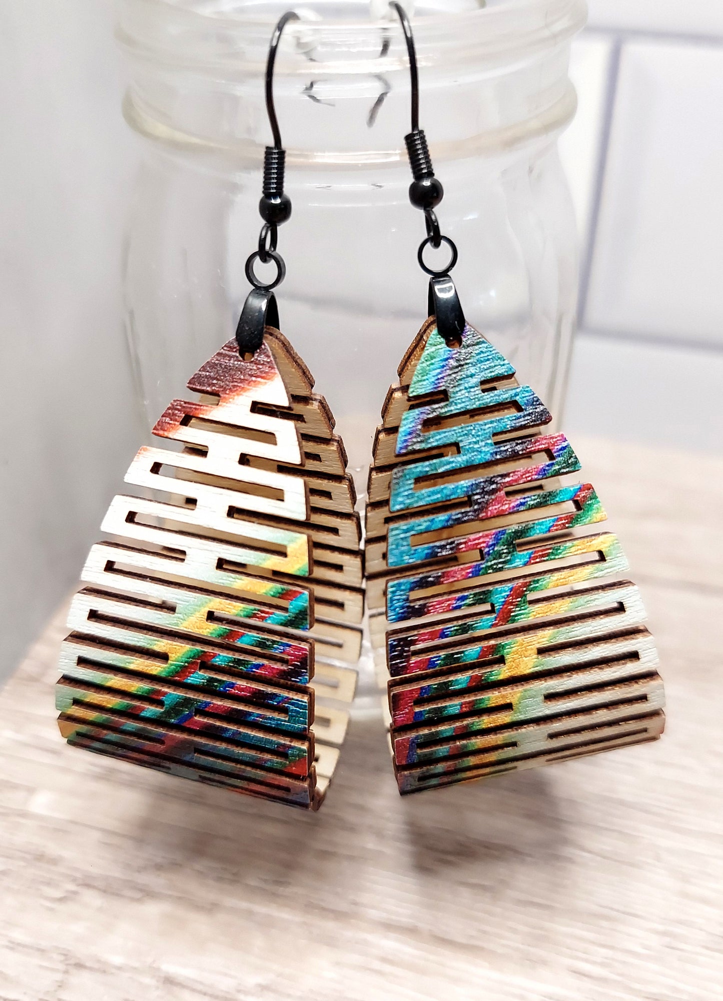 Bendable Wooden Earrings (patterned)