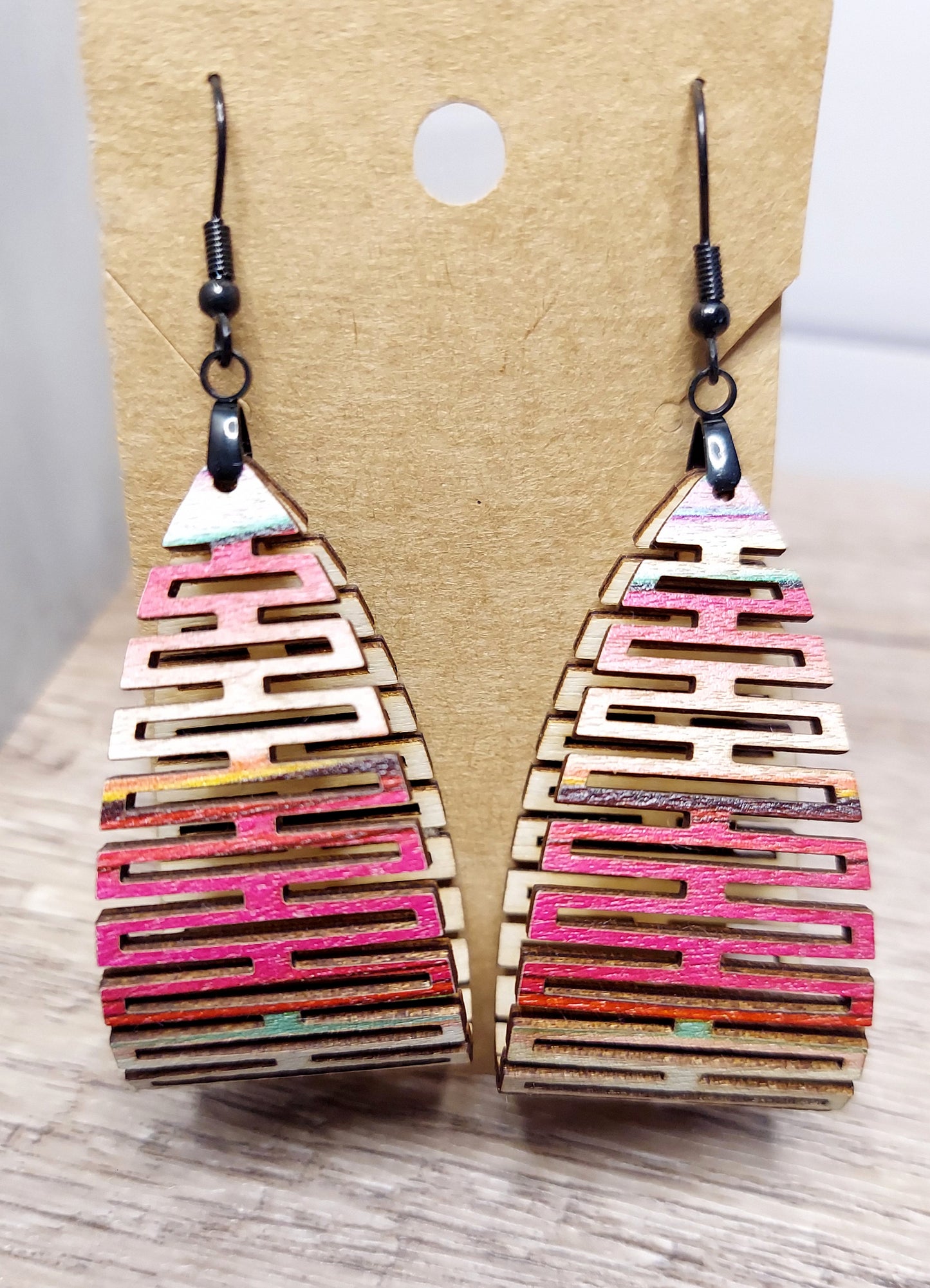 Bendable Wooden Earrings (patterned)