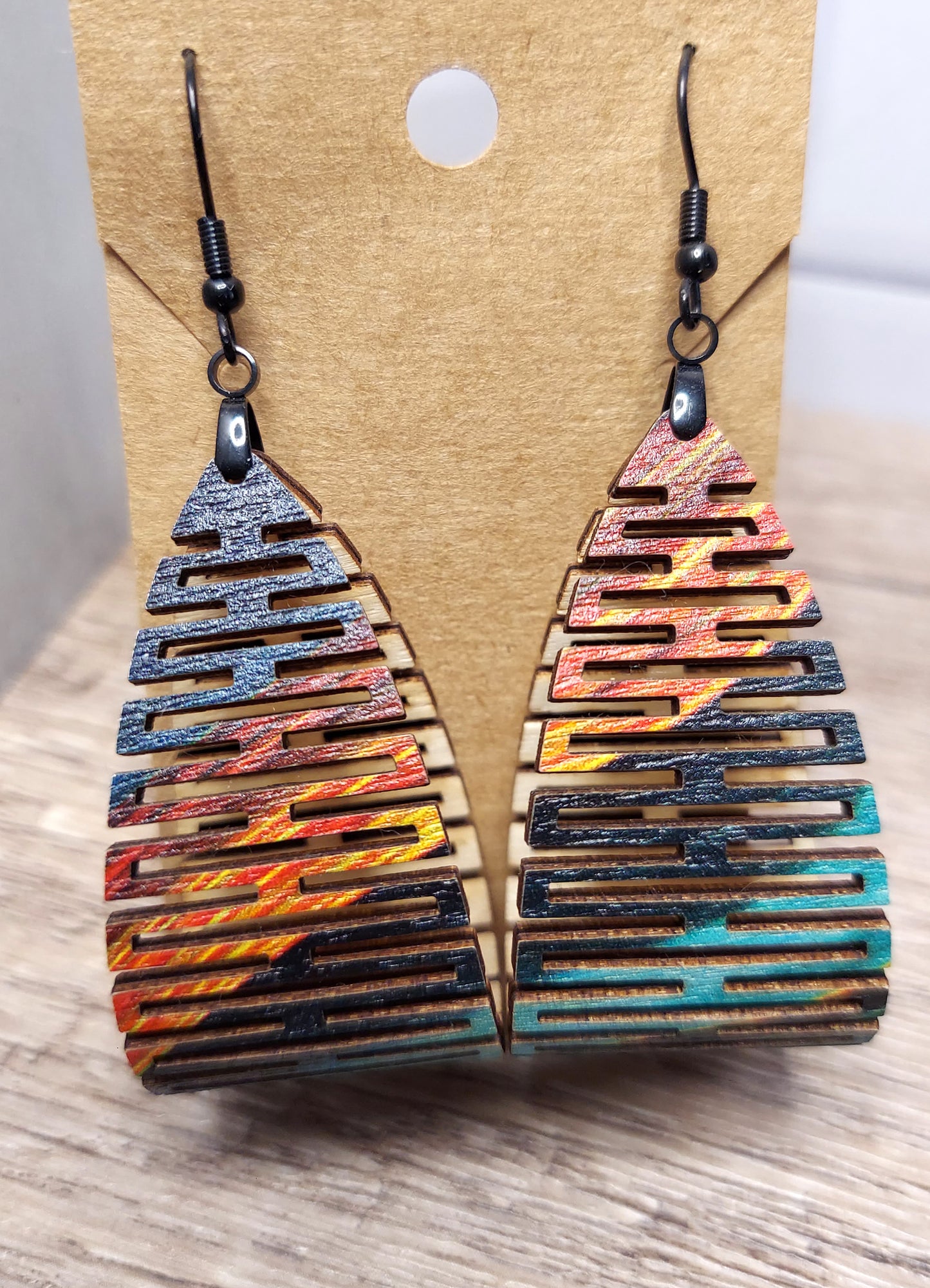 Bendable Wooden Earrings (patterned)